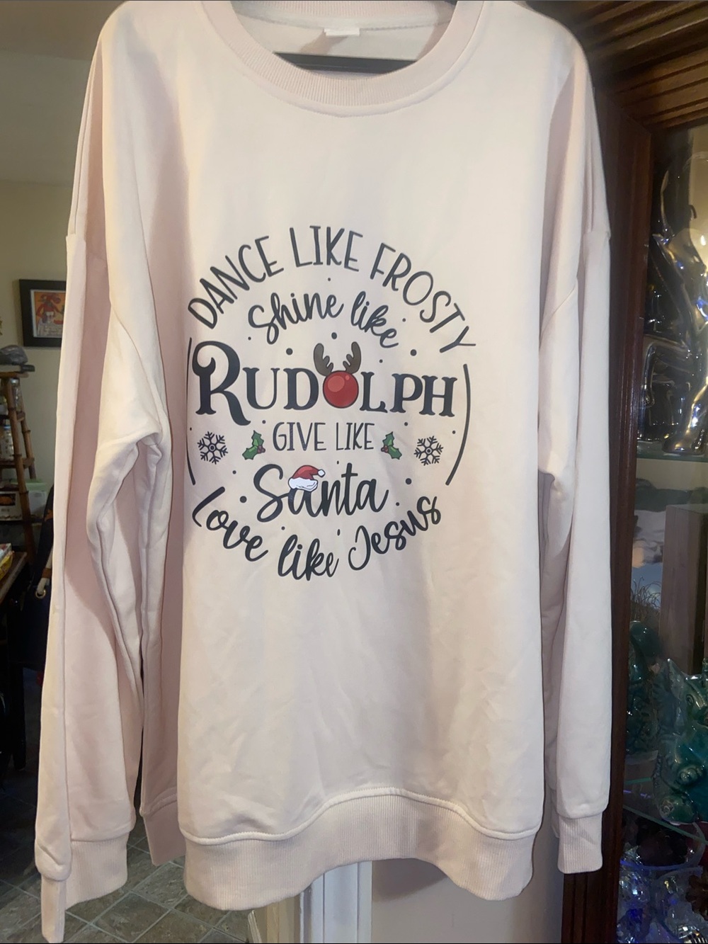 Rudolph Graphic Crewneck Sweater - Light Pink